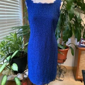 Adrianna Papell royal blue lace sleeveless dress Sz 12